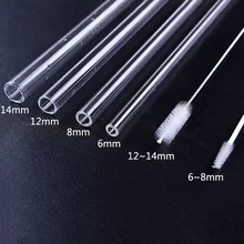 7pcs/set Transparent Straight Bent Glass Tube Reusable Drinking Straw Sucker With Cleaning Brush Events Party Supplies