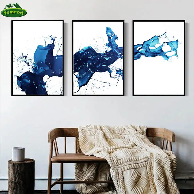 

Watercolour Blue Paint Abstract Art Canvas Paintings Scandinavian Posters and Prints Wall Pictures for Living Room Home Decor