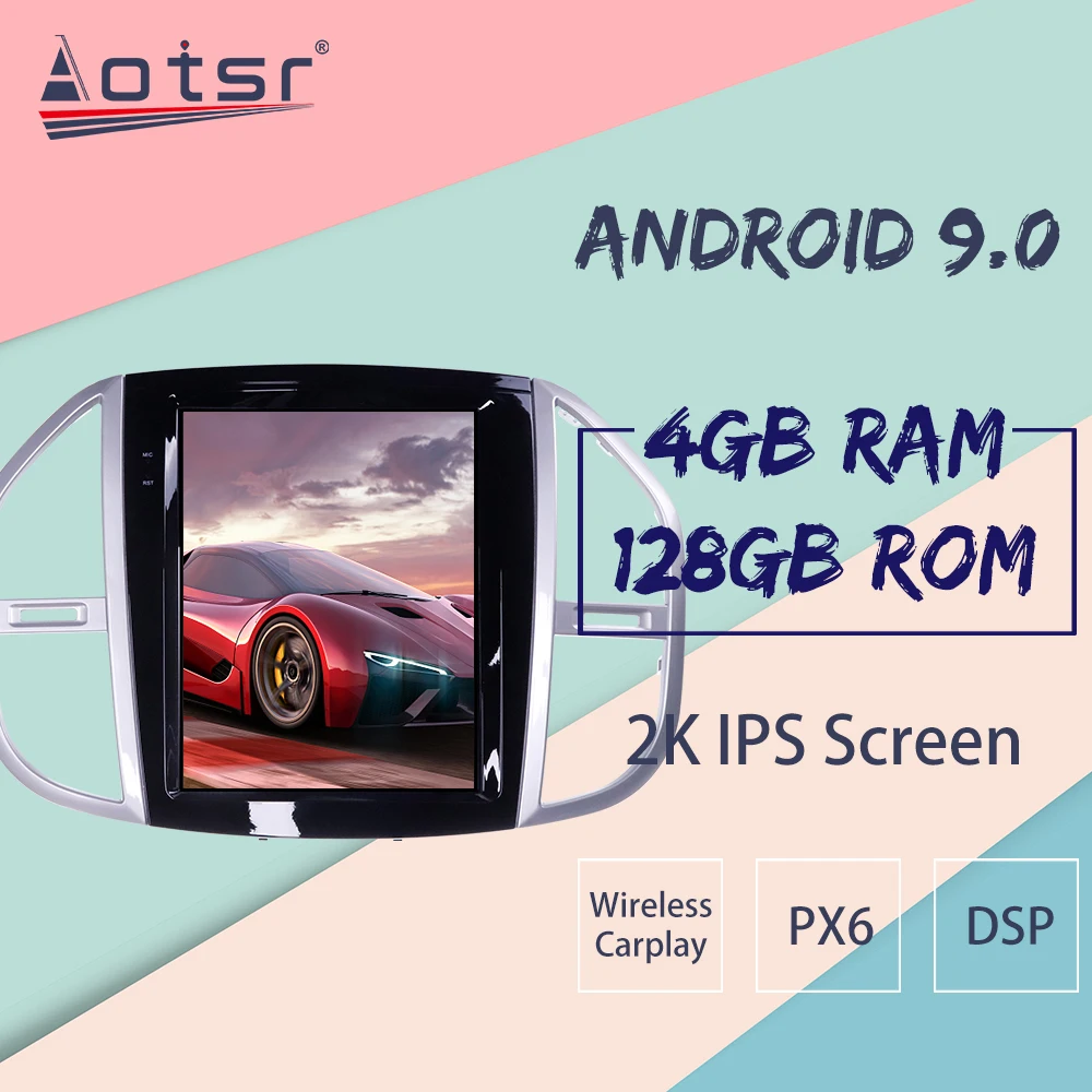 4+128GB For Mercedes-Benz Vito Android Radio Tape Recorder 2016-2018 Car Multimedia Player Stereo Head Unit Tesla Navi Autoradio