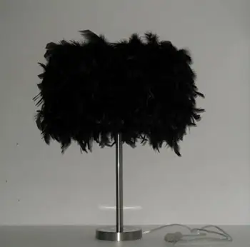 

Simple feather table lamps personality black white feather living room bedroom bedside lamp study table lights ZA