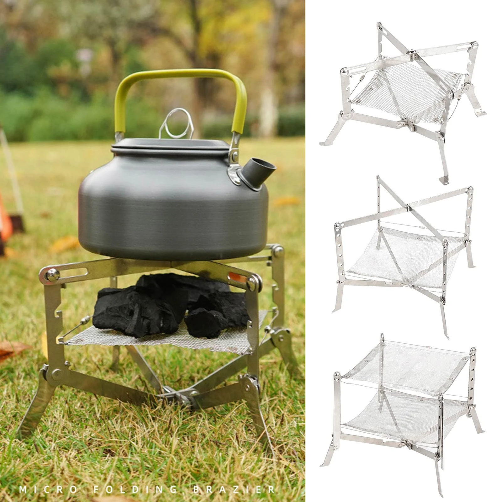 Bonfire Campfire Pit Camping Wood Stove Stand Frame Fire Rack Stainless