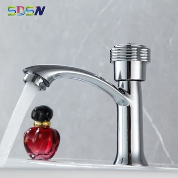 Single Cold Bathroom Faucet SDSN Single Handle Basin Sink Fauet Deck Mounted Chrome Basin Mixer Tap Single Cold Basin Faucets