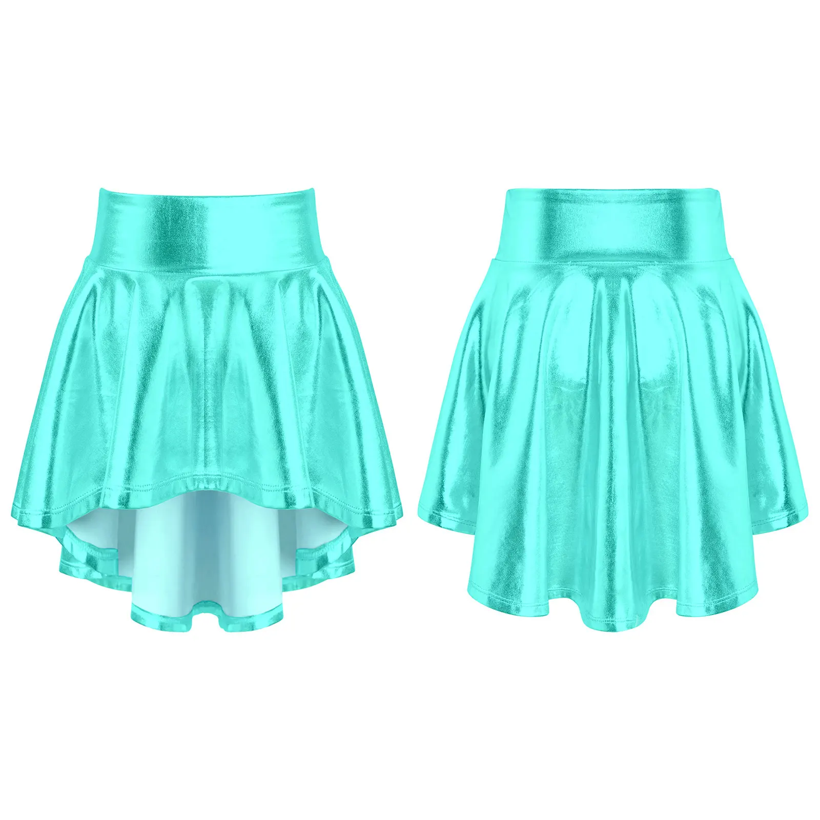 6-14 Kids Girls Bronzing Cloth ƾ  ǻ ָ ÷ Ruffle ұĢ   ĿƮ Stage Performance Clothes