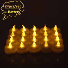Rantion 24 Paket Berkelap-kelip LED Lilin Flameless Listrik Baterai Teh Lilin LED Lampu Pesta Pernikahan Xmas Holiday Dekorasi(China)