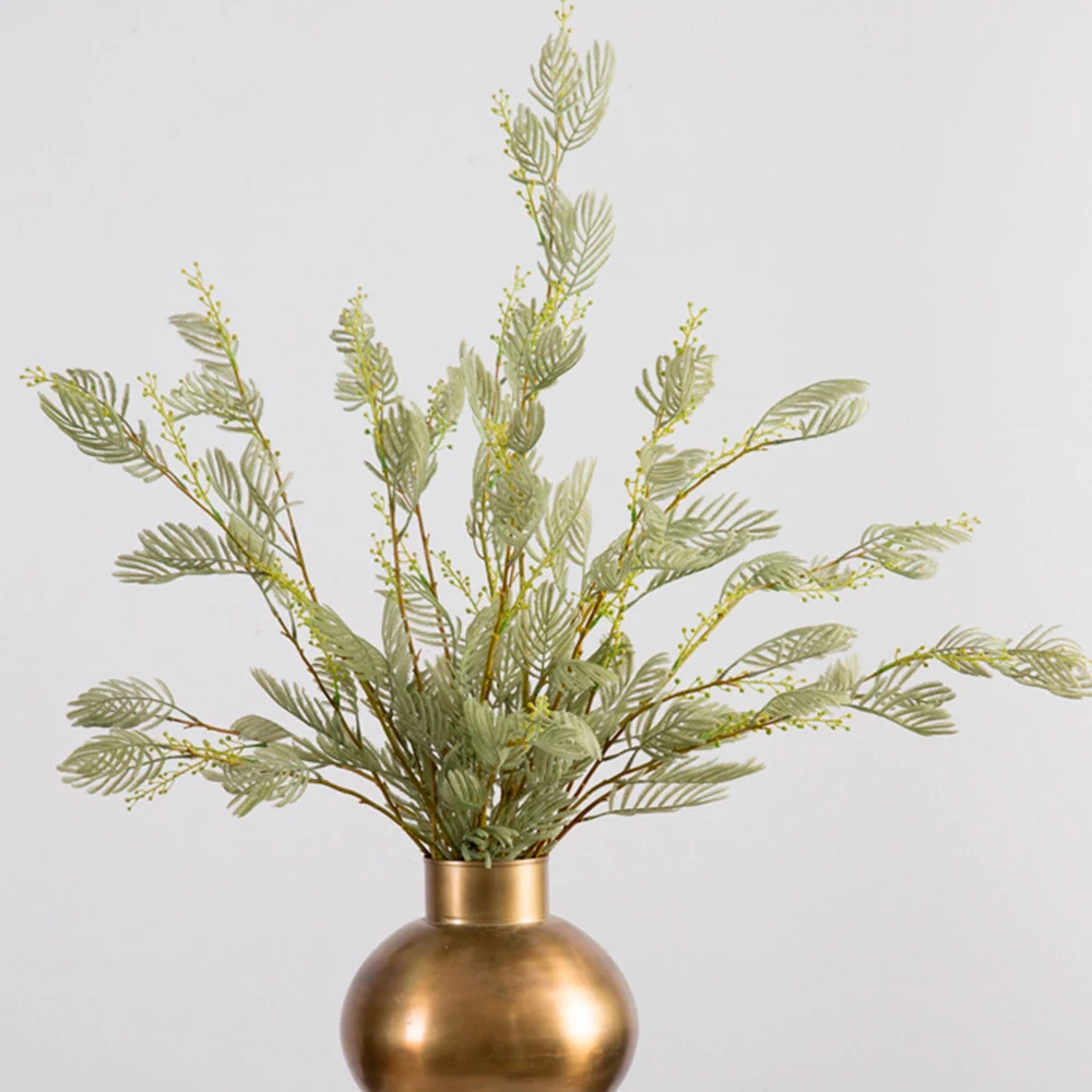 North Europe Fresh Mimosa Artificial Silk Dried Flowers Home Decor For Decoration Wedding Living Room Desktop Festival DIY Gifts