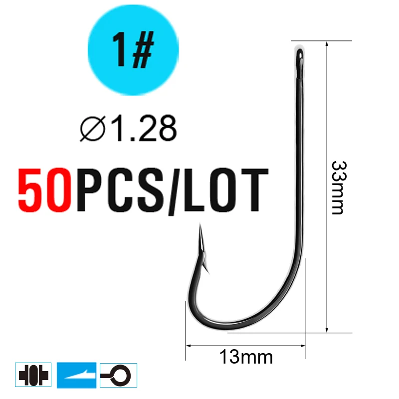 Bimoo 50 шт. О 'Шонесси крючок кованый на суше Морской рыболовный крючок-приманка Крючки из высокоуглеродистой стали кованые дешевые цены - Цвет: size1 50pcs
