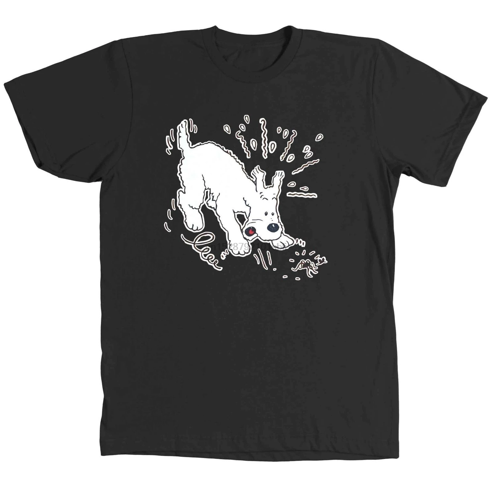 Funny Snowy Tintin Cartoon Unisex TShirt Black Short Sleeve Size S-2XL T-Shirt Casual For Men Clothing | Мужская одежда
