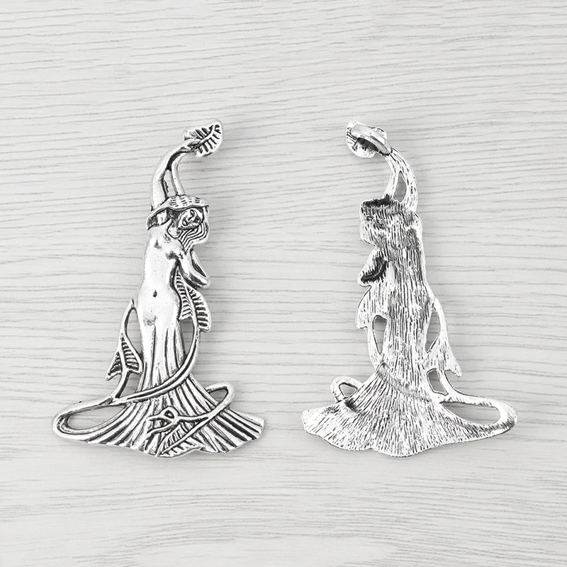 3 x антикварные серебряные Большие Подвески богини Венеры Феи Для Изготовление Ювелирных ожерелий фурнитура 68x42 мм
