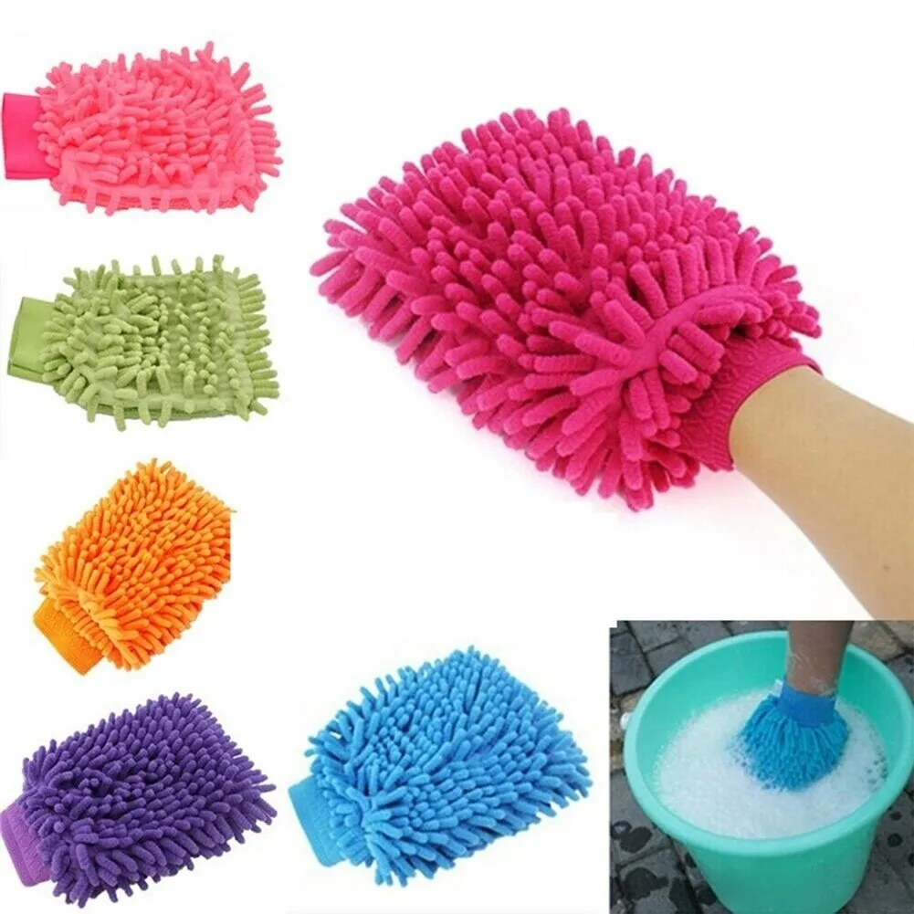 2/1pcs Car Wash Gloves Microfibre Glove Car Care Kitchen Household Wash Washing Cleaning Mit Clean Easy To Clean And Dry Random car seats cleaner