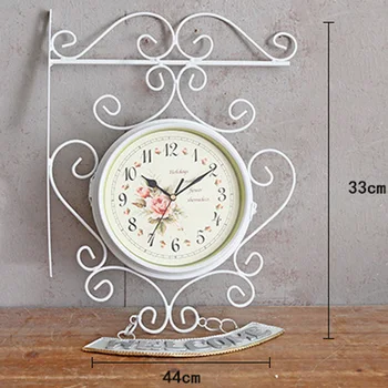 

1x WELCOME Outdoor Double Side Clock Garden Wall Outside Bracket Station 33*44cm