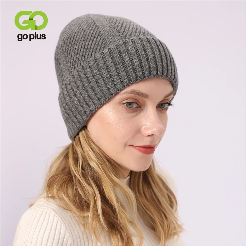 

GOPLUS Cashmere Rolled up Knitted Women's Hat Velvet Warm Caps Women 2019 Winter Unisex Men's Hat Beanie Bonnet Sombrero Mujer