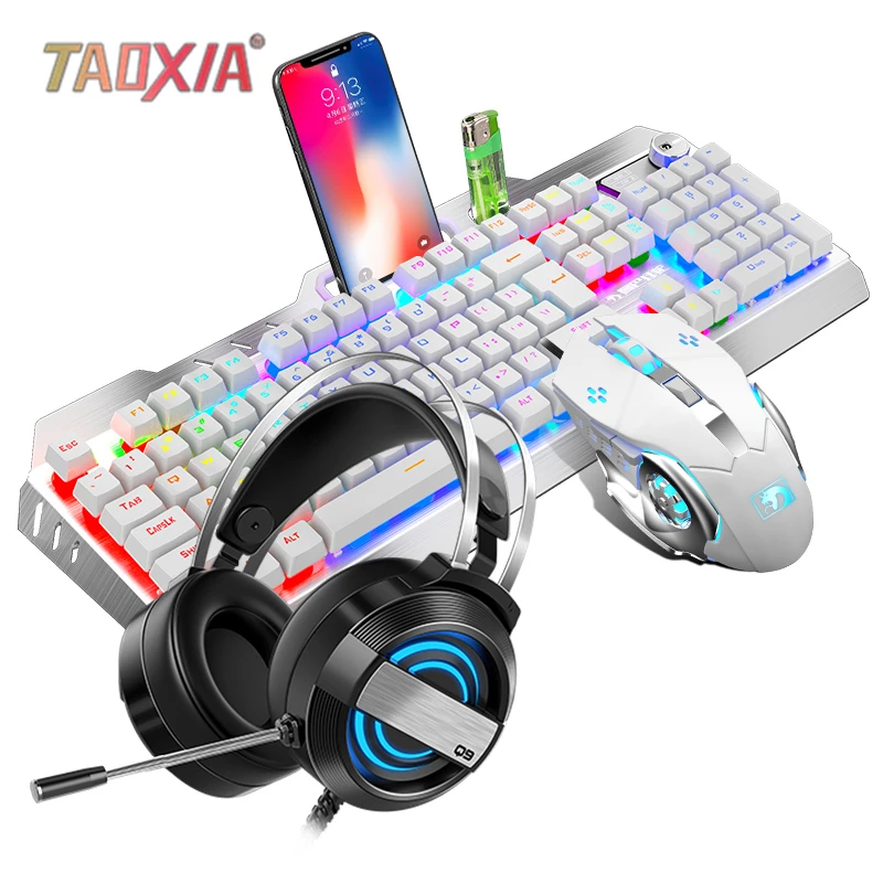  Mechanical Keyboard And Mouse Headset Three-piece Suit Desktop Computer Notebook Gaming Peripherals