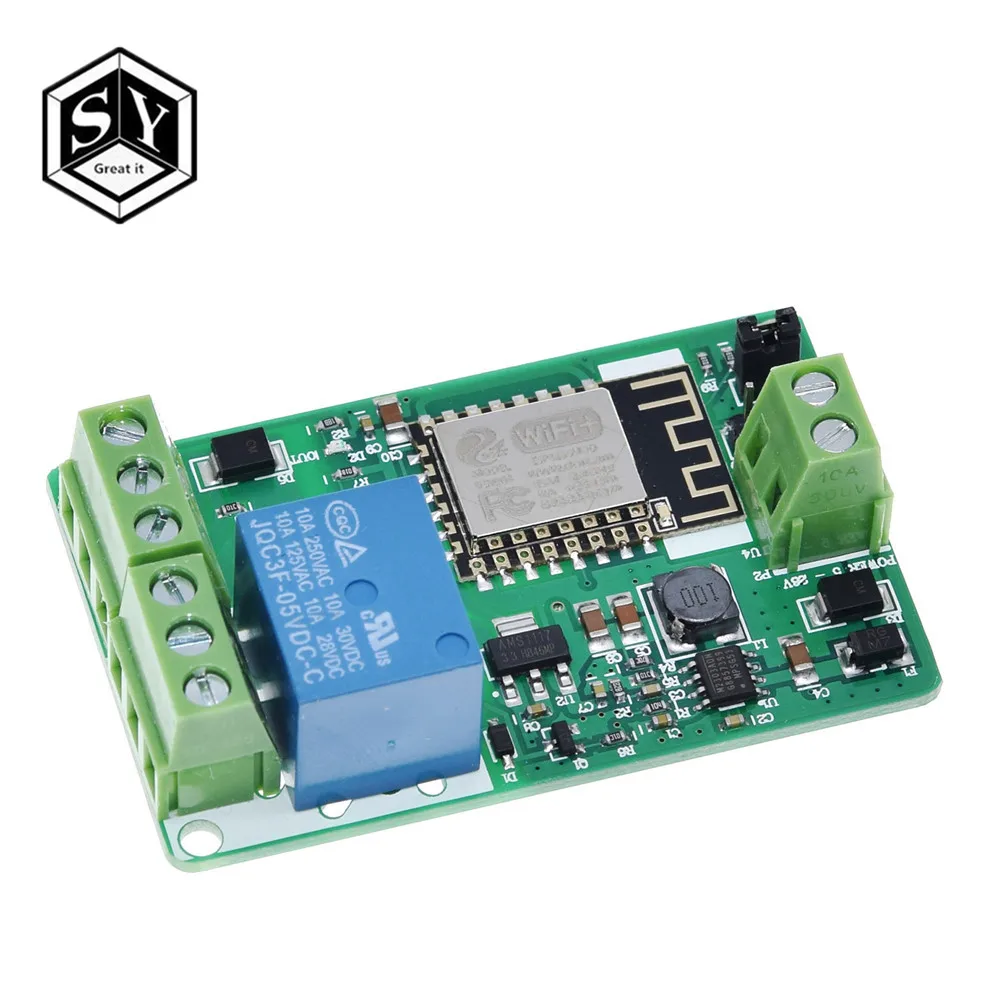 Зеленый ESP8266 релейный модуль 10A 220 в сетевой WIFI вход DC 7 В ~ 30 4 слойная плата TV