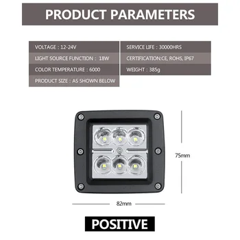 

Flood Working Light Boating Car 18W Off-road Vehicle Boat Lamp 36000LM