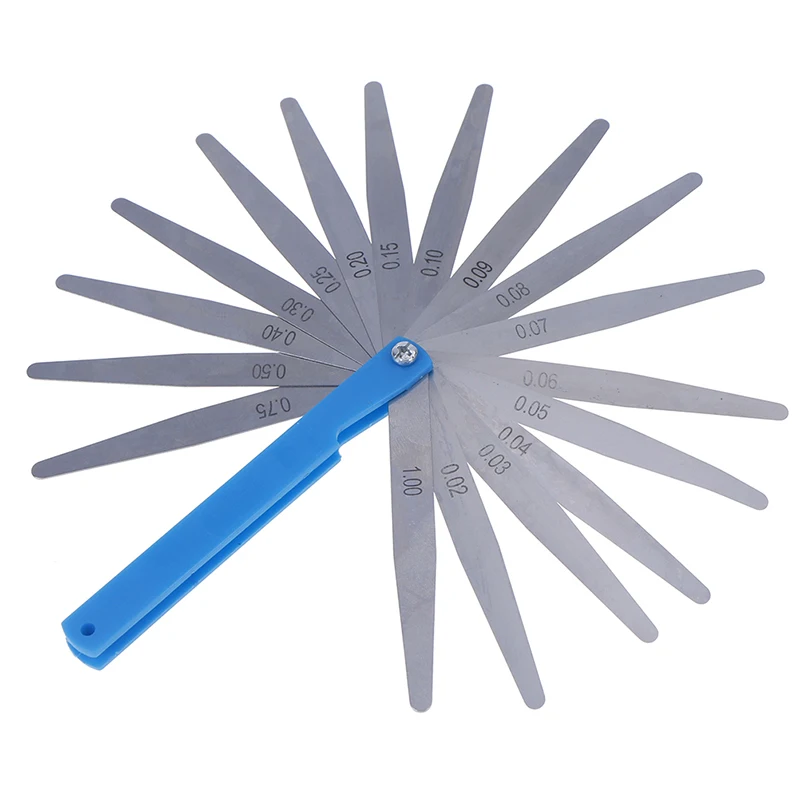 

1 Set Stainless Steel Metric Feeler Gauge 17 Blades 0.02-1.00mm Measurements Tools Foldable Thickness Gap Filler Feeler Gauges