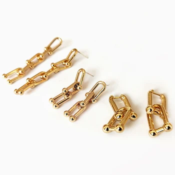 

Peri'sBox 3 Designs Five Circle Link Gold Drop Earrings Multi Chain Thin Geometric Earrings for Women Minimalist Earrings 2019