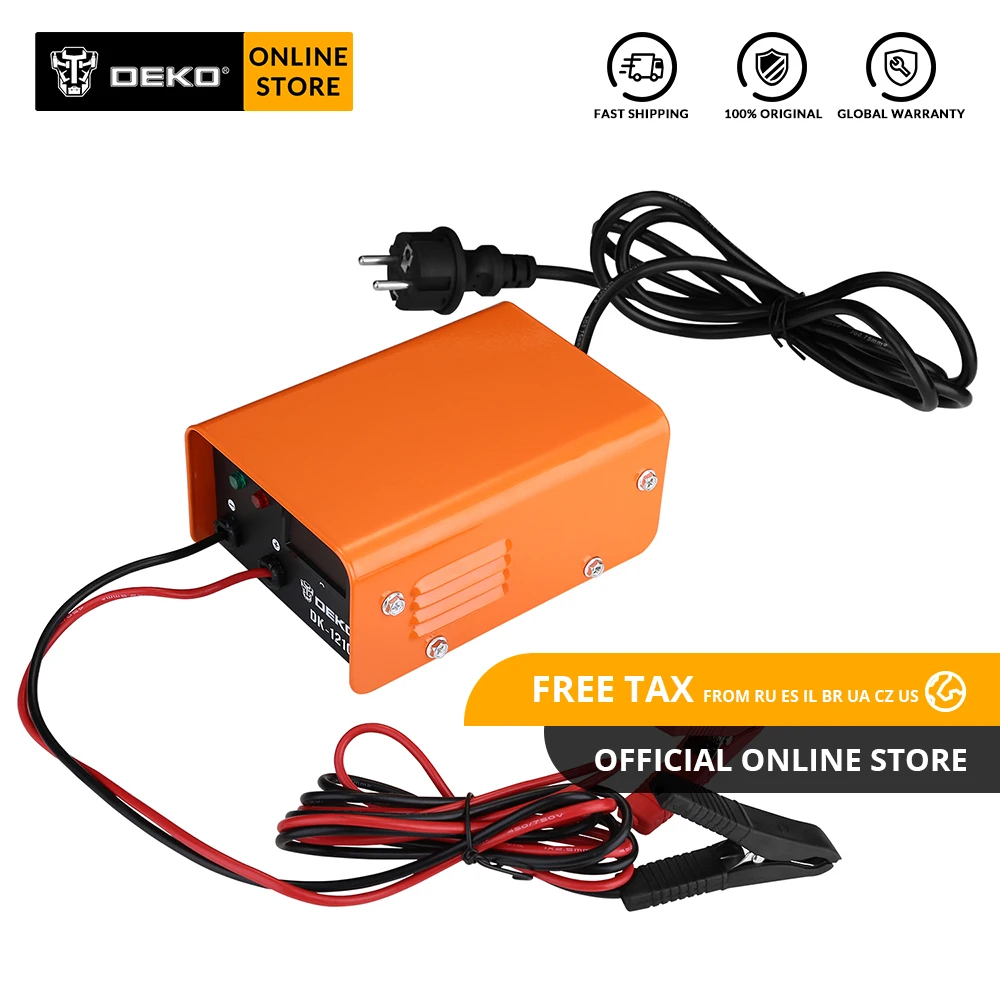 

DEKO DK1210 Full Automatic 12V 10A 3 Stages Car Battery Charger Smart Fast Power Charging Has Triple Protection With LCD Display