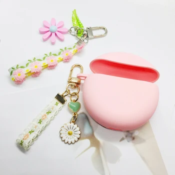 

flower Tassel Keyring Case for Huawei Freebuds 3 Case Fashion Silicone Headphone Protective Cover for Huawei Free Buds 3 Pro