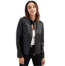 

autumn/winter European and American new fashion leather jacket PU women's motorcycle stand-up collar slim women's leather jacket