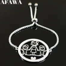 Семья мама и два сына Кристалл нержавеющая сталь браслеты для женщин Серебряный цвет браслет Шарм ювелирные изделия pulseira feminina B18603