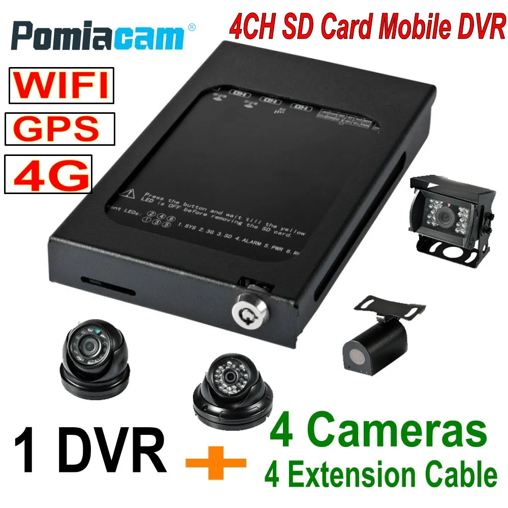 DHLFree Full HD 1080P 4CH мобильный видеорегистратор HDVR004 4G WIFI GPS SD карта автомобильный