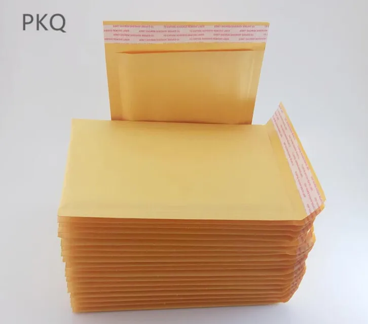 100 шт./лот, 20 размеров, желтый цвет, крафт-бумага, Пузырьковые конверты, сумки, мягкие почтовые отправители, пузырьковый почтовый пакет