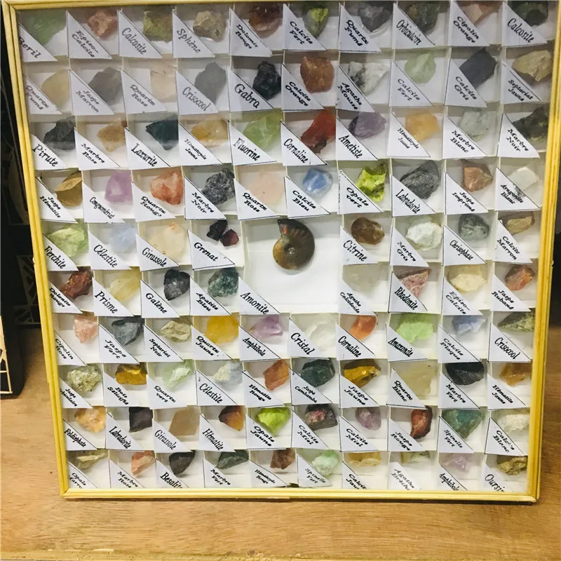 96 видов природных образцы минералов образец кристалла кварца коллекция коробка натуральный кристалл камень образцы камней