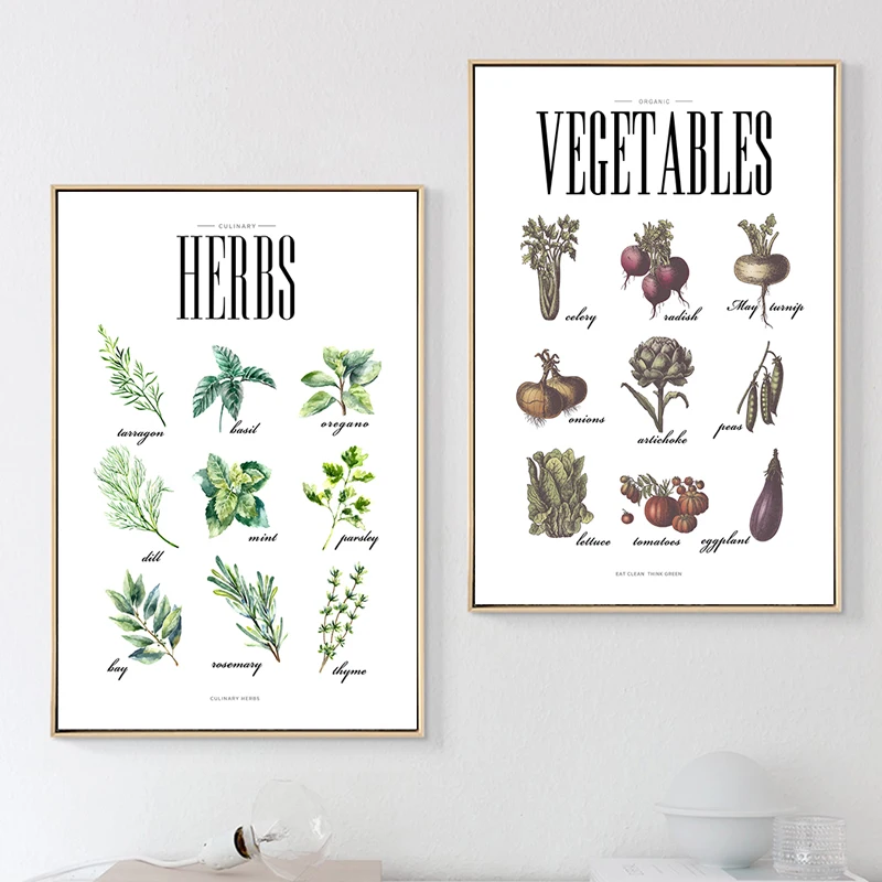 Nordic Poster Prints Minimalist Herbs Vegetables Picture Wall Canvas Art Painting Modular for Living Room Modern Home Decoration | Дом и сад