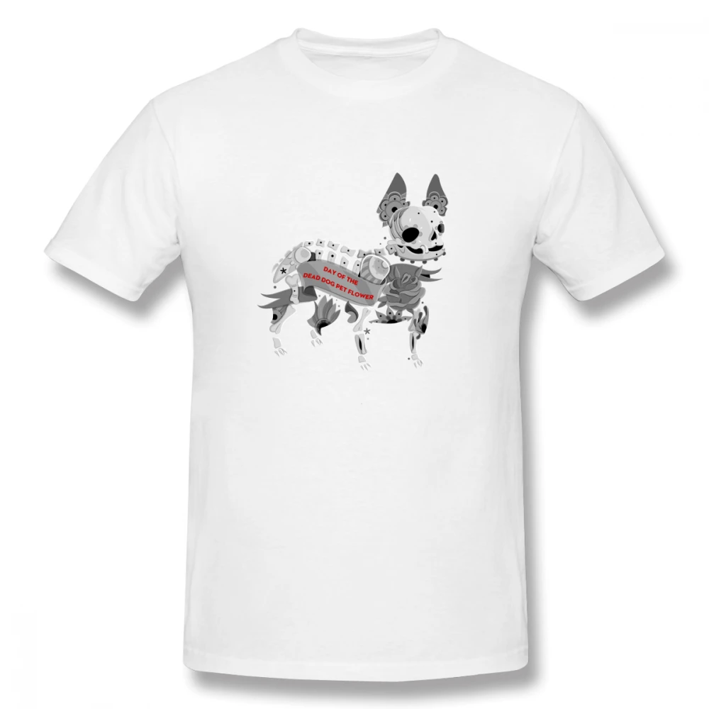 

Day Of The Dead Dog Pet Flower t shirt men Casual Fashion Men's Basic Short Sleeve T-Shirt boy girl hip hop t-shirt top tees