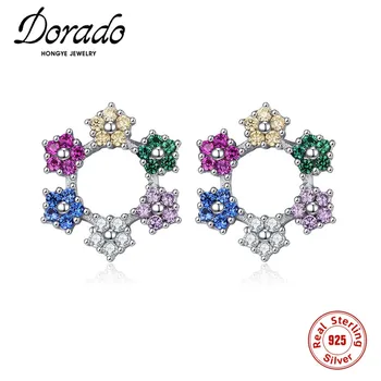 

Dorado 925 Sterling Silver Small Stud Earring For Women Colorful Geometric Romantic Snowflake Aesthetic Brincos Party Daily Gift