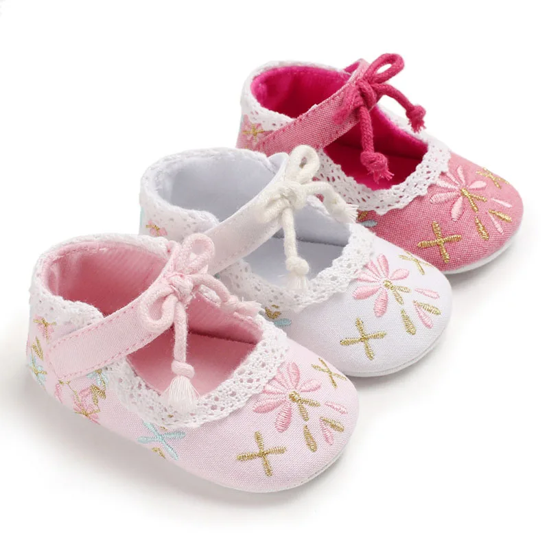 New Flower Embroidery Baby Girl Shoes Cotton Non-slip Soled Toddler Shoes Spring Summer Baby Shoes Princess Girls First Walkers 2