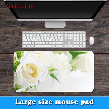 

Mairuige Big Promotions Large Specifications Multi Siz White Rose Pattern Locked Edge PC Computer Laptop Mouse Pad
