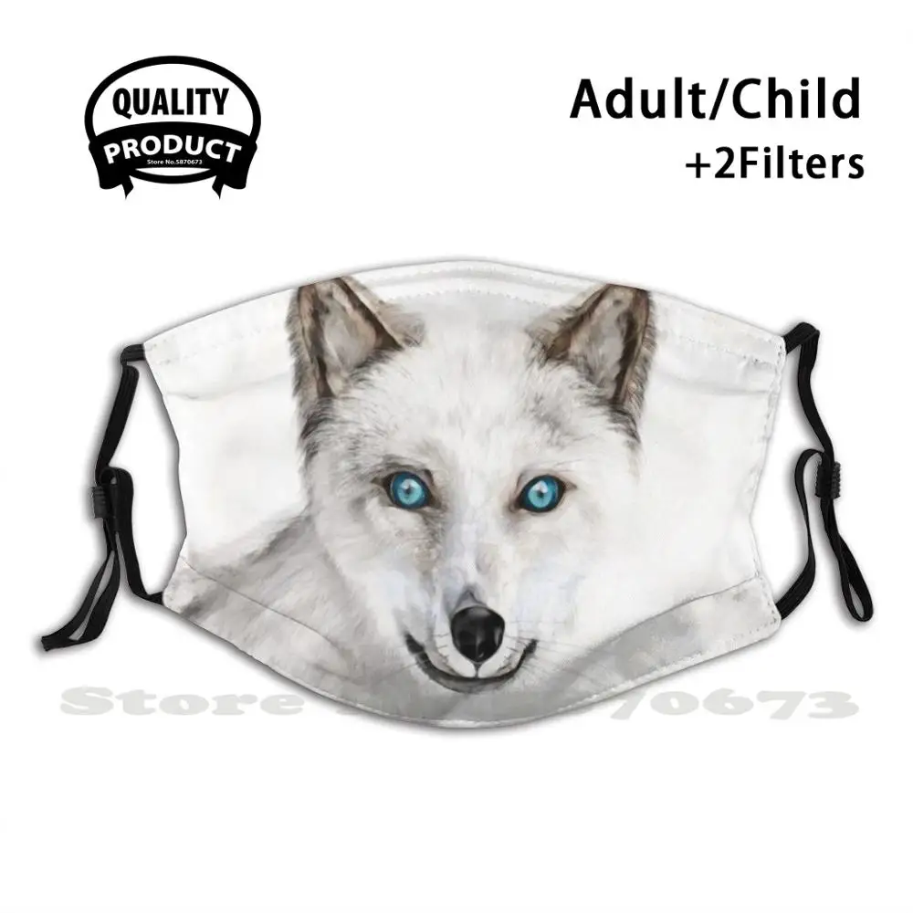 

Arctic Fox Face Anti Dust Filter Men Women Kids Girl Boy Teens Mouth Masks Arctic Fox Face Fox White Furry Fox Face Blue Eyes
