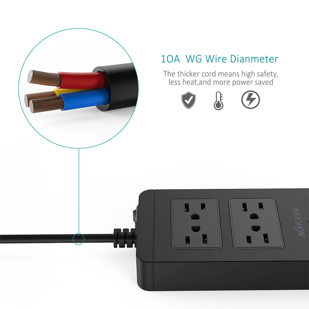 KKmoon 2500W 110-240V 4 стандарт США розетки 4 usb порта розетка зарядное устройство для samsung iPhone планшета