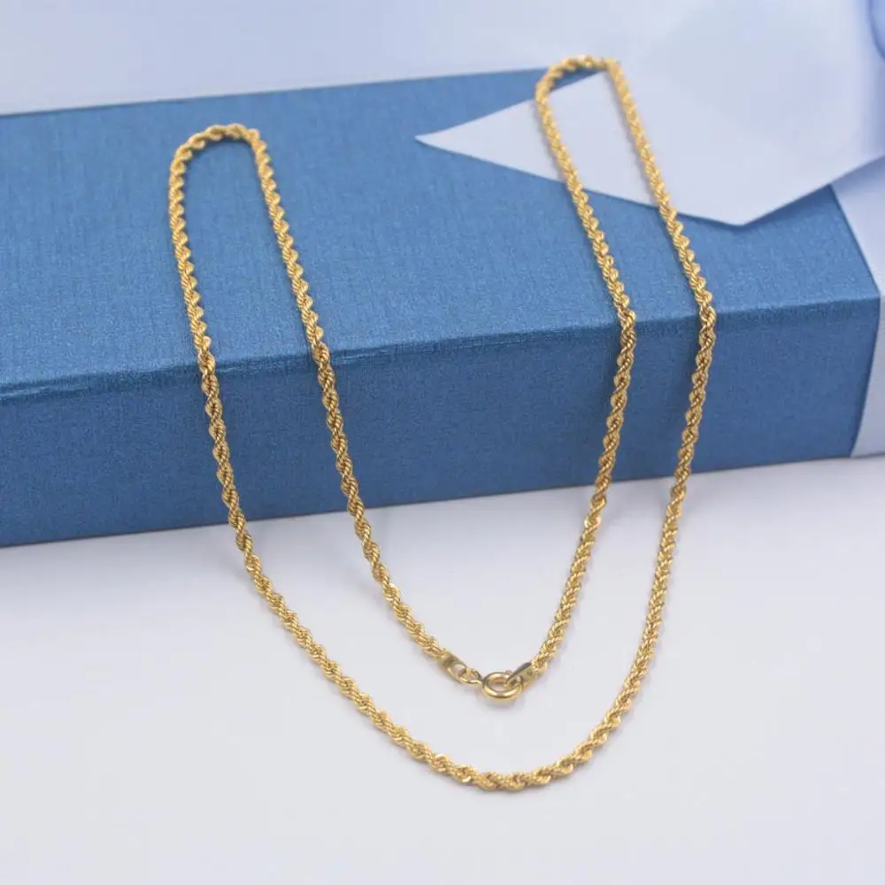 New Solid 18K Yellow Gold Necklace 2mm 