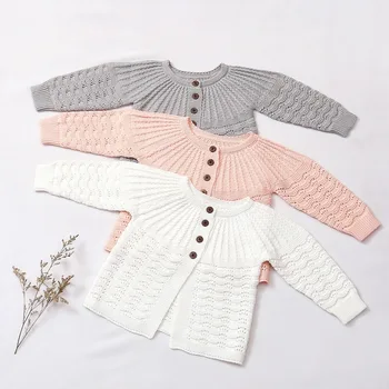 

Spring Autumn 0-2Yrs Baby Girls Contton Sweater Infant Baby Long Sleeve Coat Cardigan Tops Baby Solid Jackets