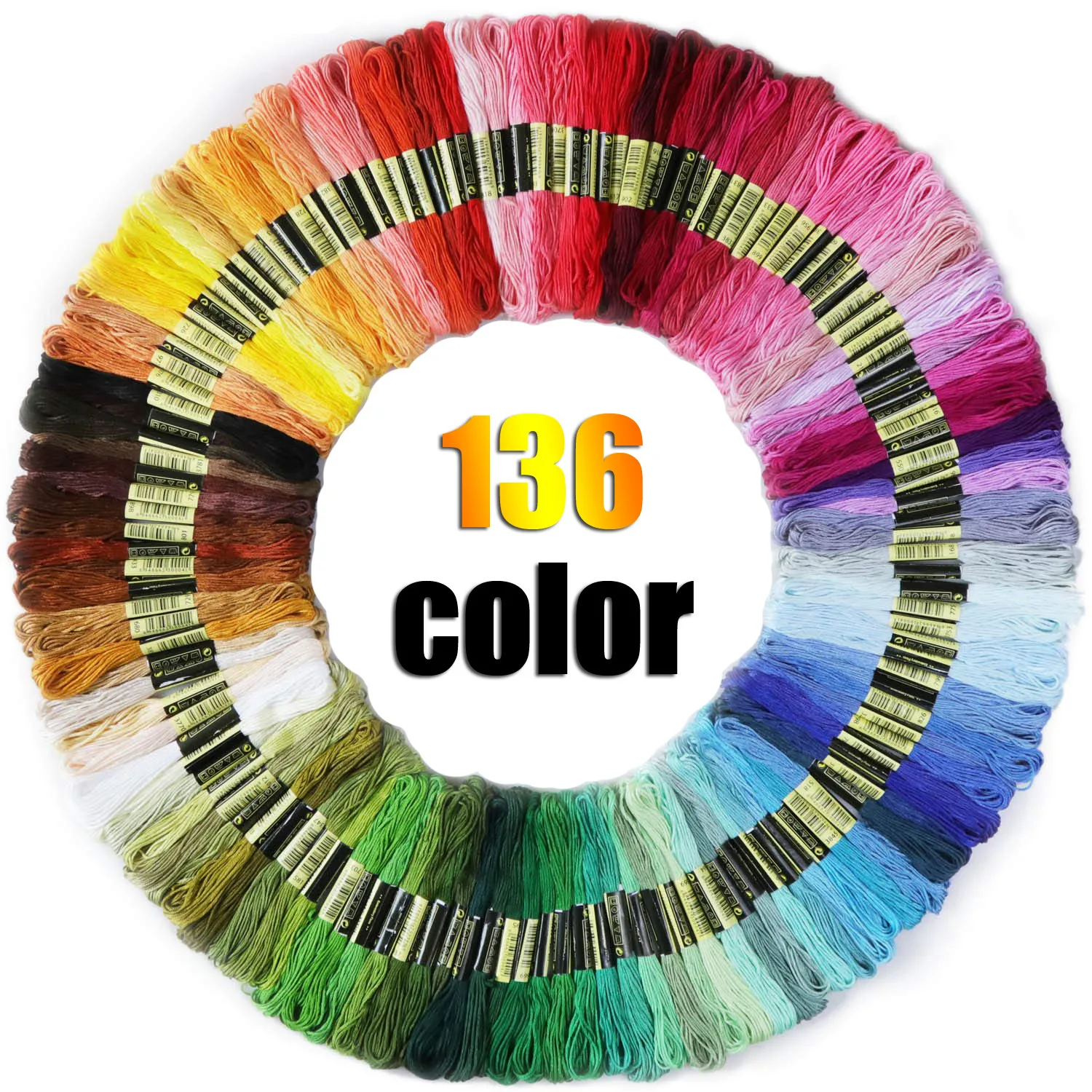 Радужные цветные вышитые нитки для вышивки крестом, браслеты, рукоделие, нить 136/140 шт, плетеная проволока, швейная проволока, Полиэстер, Хлопок, 8 м - Цвет: A