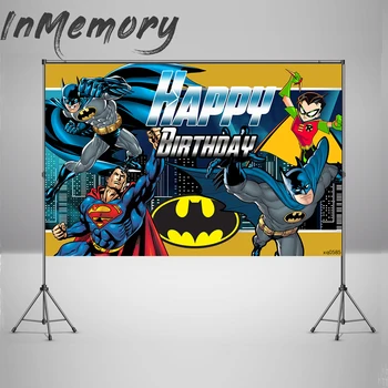 

Photography Backdrops Custom Batman Photocall Boda Boys Happy Birthday Poster Superheros Background for Photo Studio