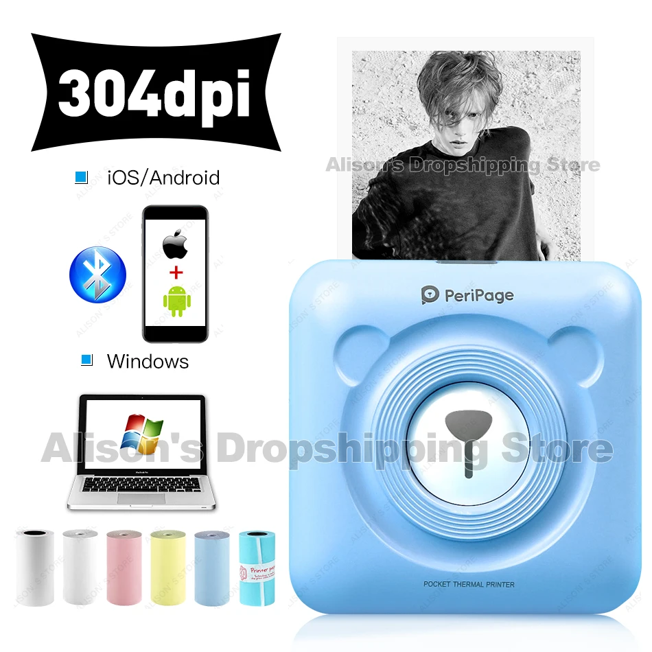 GOOJPRT портативный термопринтер 304 точек/дюйм Bluetooth 4 0 беспроводной без Inkless