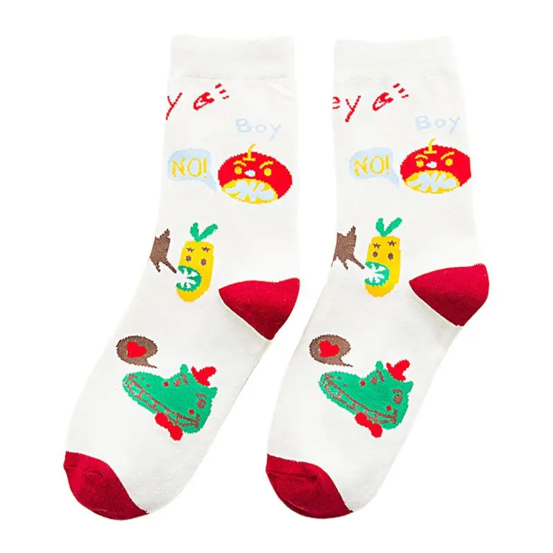 2 Unisex Women Men Cotton Socks Cartoon Print Funny Harajuku Hip Hop Long Hosiery - Цвет: 2