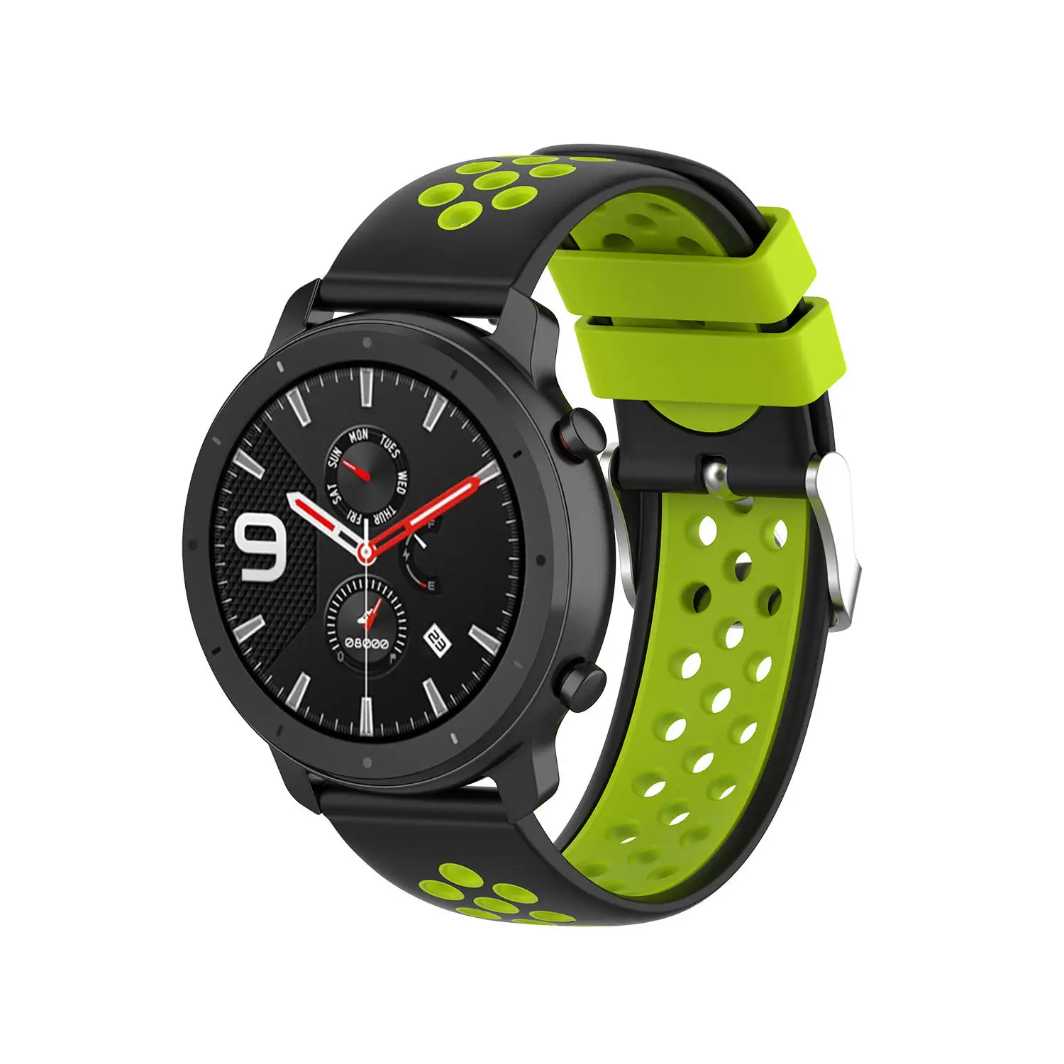 22 мм спортивный ремешок для часов Amazfit GTR 47 мм/Pace/Stratos Мягкий ТПУ Браслет для samsung gear S3 Classic Ticwatch E2 - Цвет: Black green
