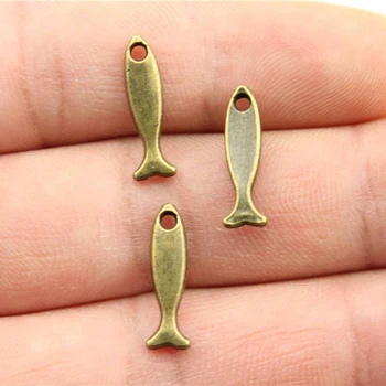 

WYSIWYG 40pcs 16x5mm Vintage Small Fish Pendants Charm For Jewelry Making Antique Bronze Color Fish Pendants Charm Fish