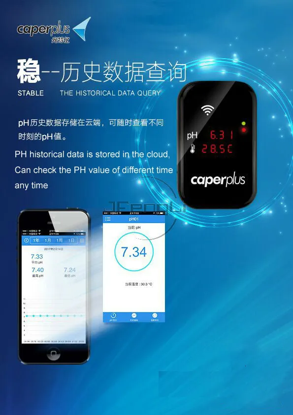 110-240V Caperplus PH датчик температуры Интеллектуальный монитор wifi приложение PH цифровой монитор для растений аквариума