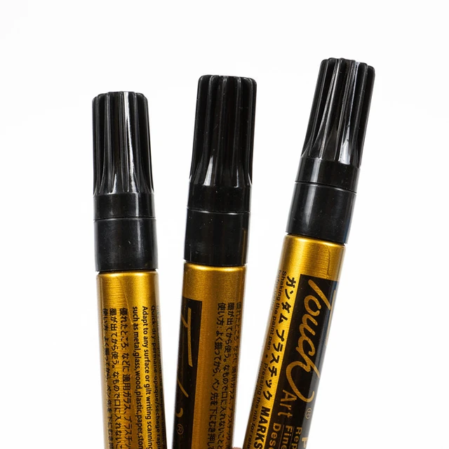 Permanent Marker Metallic Marker Pens Silver Gold Base for Glass Fabric CD  Tire Steel Markers Paint