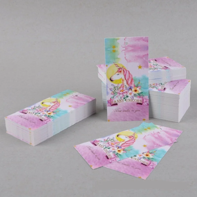 50pcs Unicorn Gift Box Label Tags Packaging Paper Card Hang Tag