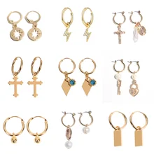 Маленькие серьги-кольца в форме звезды для женщин, настоящие жемчужные золотые кольца, ювелирные изделия, бесконечные серьги, подарок, Прямая поставка