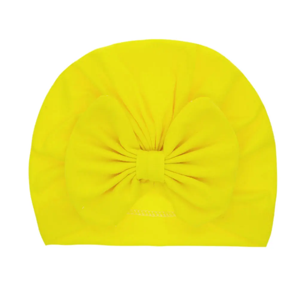 C8 Yellow hat Детская шапка для девочек с бантиком; шапка-тюрбан для новорожденных; реквизит для фотосессии; хлопковая детская шапочка; аксессуары; Детские шапки; H124S - Цвет: C8 Yellow hat