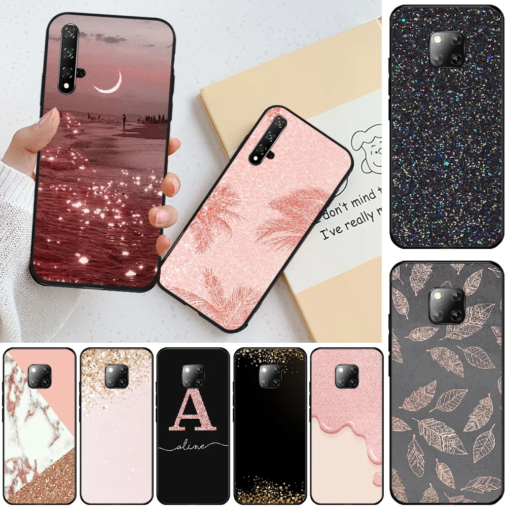 ByLoving Gold Rose Glitter новое поступление черный чехол для мобильного телефона Honor 20lite view20