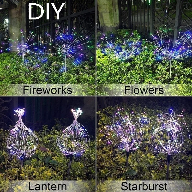 Solar Powered Outdoor  Grass Globe Dandelion Lamp 90/120/150 LED For Garden Lawn Landscape Lamp Holiday Light
