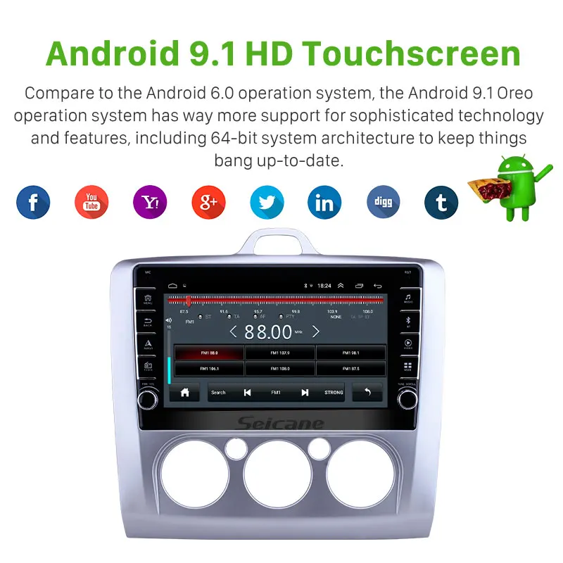 Seicane ОЗУ 2 Гб 4 ядра 9 &quot2din Android 1 автомобильное радио для Ford Focus Exi MT 3 MK2/MK3 2004 2005 2009 2010